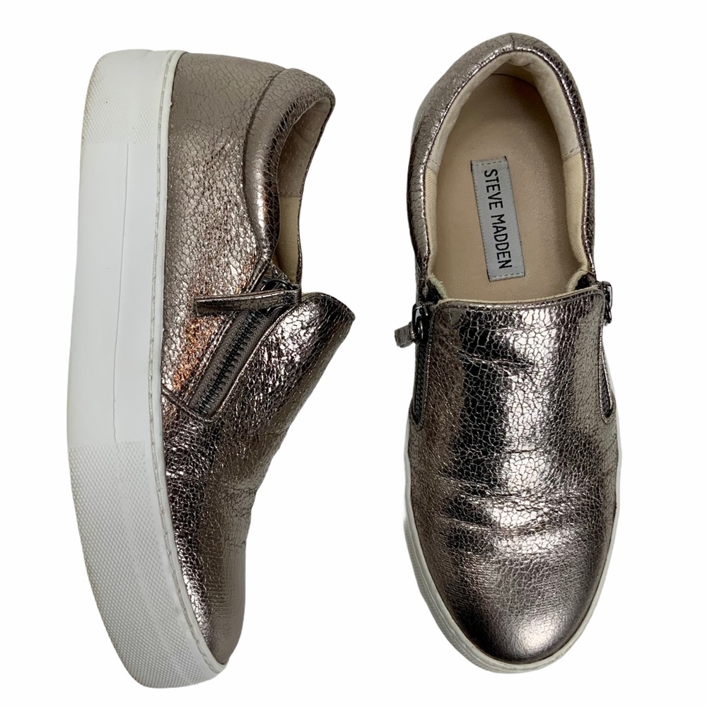 STEVE MADDEN Glaammar Zip Platform Sneaker. SZ 8